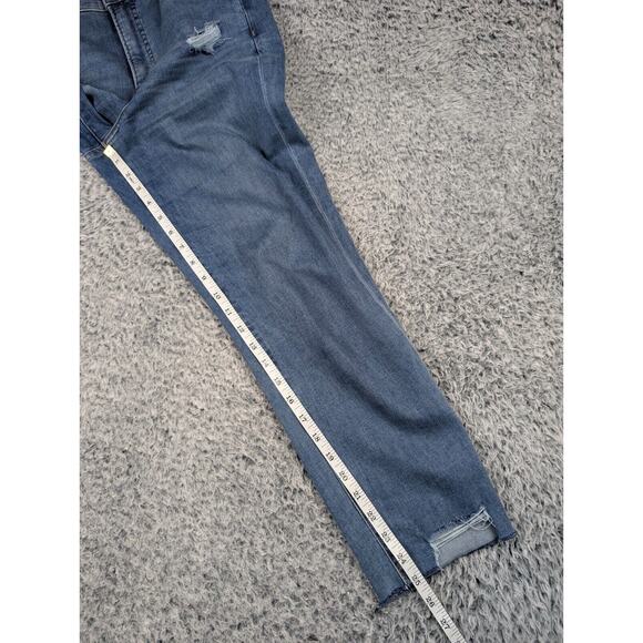 Express Jeans Womens 8 Blue Super High Rise Mom Jean Normcore Distressed Stretch - Picture 9 of 11